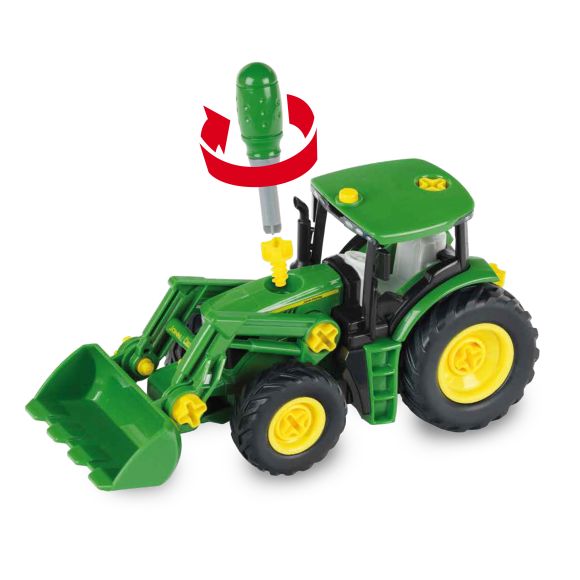 Klein 3906 Traktor John Deere do skręcania z dwiema przyczepami