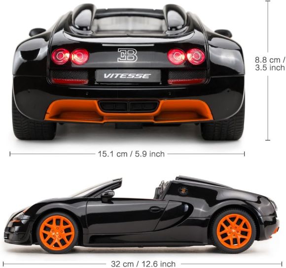 RASTAR 70400 R/C 1:14 Bugatti Veyron 16.4 Grand Sport Vitesse czarno-pomarańczowy