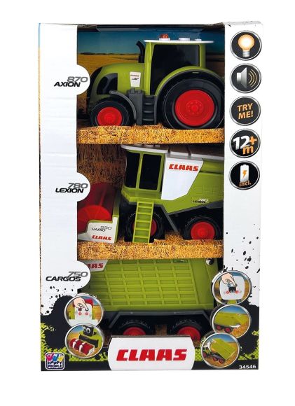 HP 34546 Zestaw pojazdów Claas Mini światło i dźwiek - traktor, kombajn i przyczepa (3)