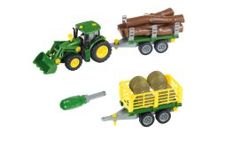 Klein 3906 Traktor John Deere do skręcania z dwiema przyczepami